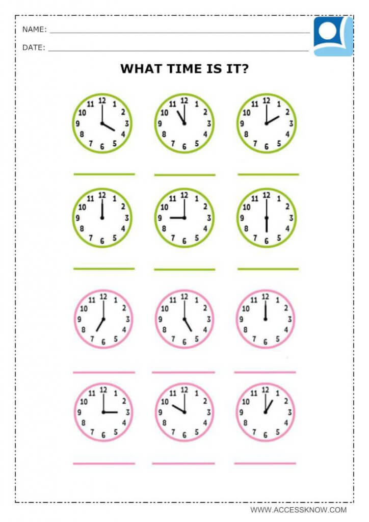 Math activity, for children 8 or 9 years old, in which a child must register the hours.